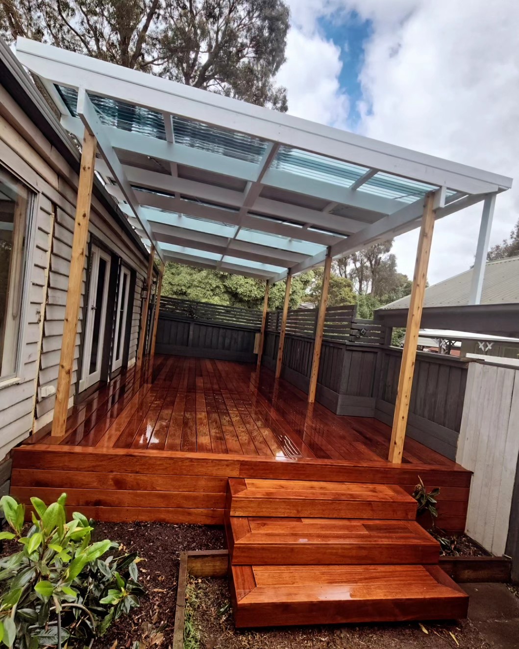 Beautiful custom pergola constructed by DMH Construction Co. in Melbourne.