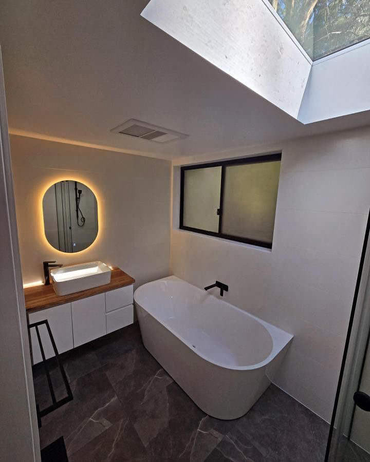 Beautiful Modern Complete Bathroom Renovation Built By DMH Construction Co.